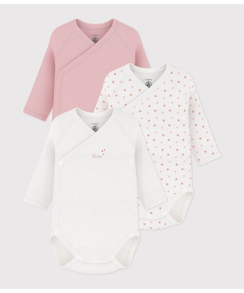 PETIT BATEAU(プチバトー)の「プリント長袖あわせボディ3枚組(肌着・キッズ・その他1・12MONTH/NewBorn/3MONTH/6MONTH)」の1枚目の写真