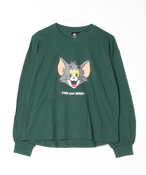 Tom&Jerry(トムアンドジェリー)の「TOM and JERRY トムとジェリー レディース オーバーサイズ 長袖 プリントTシャツ/バックプリントもあり(Tシャツ/カットソー・レディース・グリーン/モカ/ブラック系2/ブラック系1・L/M)」の17枚目の写真