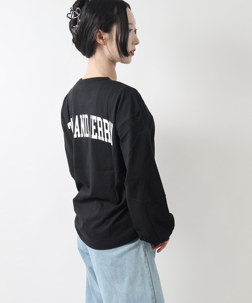 Tom&Jerry(トムアンドジェリー)の「TOM and JERRY トムとジェリー レディース オーバーサイズ 長袖 プリントTシャツ/バックプリントもあり(Tシャツ/カットソー・レディース・グリーン/モカ/ブラック系2/ブラック系1・L/M)」の7枚目の写真