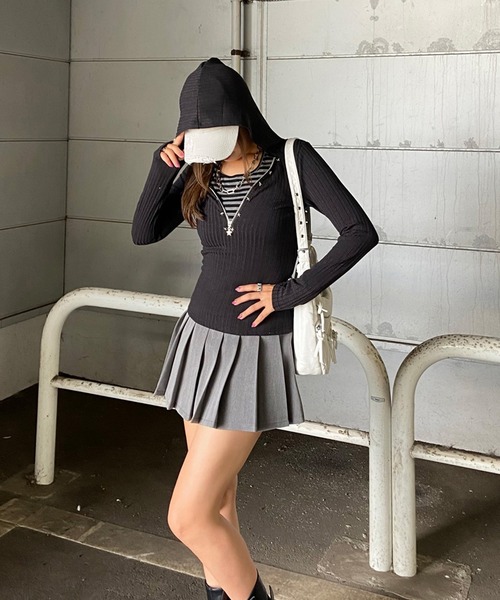 non-hedge（ノンヘッジ）の「スターモチーフジップフードリブトップス（Tシャツ/カットソー・レディース・グレー/ブラック/ブラウン・FREE）」の15枚目の写真