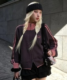 ◇ODDSTUDIO◇ブランド直輸入正規品/スポーティー・トラック・セミクロップ・ニット・ジップアップ Sporty Track Semi Crop Knit Zip-Up