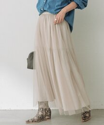 【2WAY/2サイズ展開】チュールリバーシブルギャザースカート(秋服/冬服)
