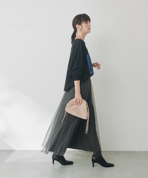 RIVE DROITE(リヴドロワ)の「【2WAY/2サイズ展開】チュールリバーシブルギャザースカート(秋服/冬服)(スカート・レディース・グレイッシュベージュ/チャコールグレー/ベージュ・36/38)」の13枚目の写真