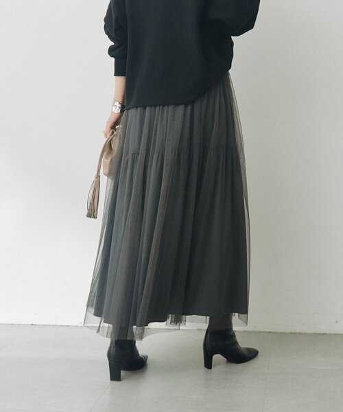 RIVE DROITE(リヴドロワ)の「【2WAY/2サイズ展開】チュールリバーシブルギャザースカート(秋服/冬服)(スカート・レディース・グレイッシュベージュ/チャコールグレー/ベージュ・36/38)」の15枚目の写真