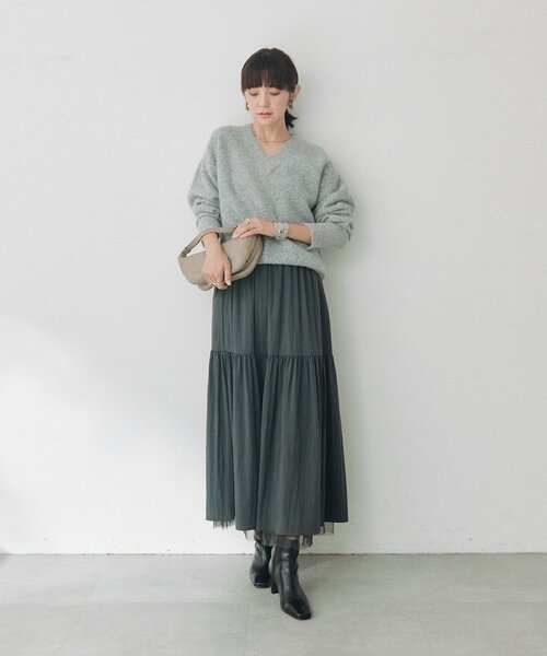 RIVE DROITE(リヴドロワ)の「【2WAY/2サイズ展開】チュールリバーシブルギャザースカート(秋服/冬服)(スカート・レディース・グレイッシュベージュ/チャコールグレー/ベージュ・36/38)」の18枚目の写真