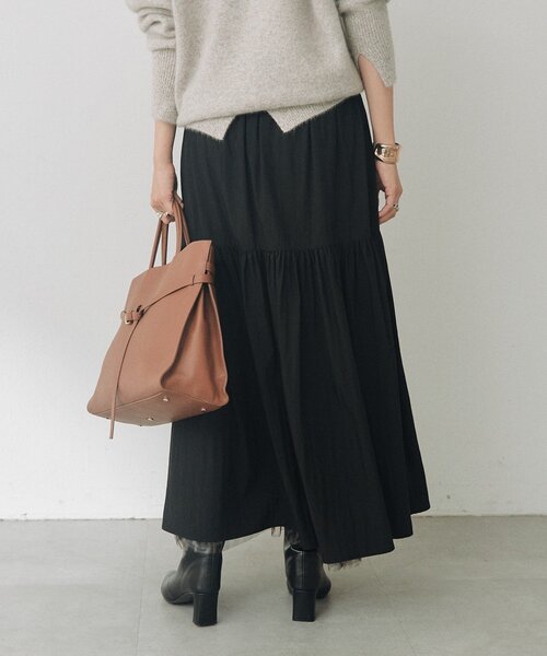 RIVE DROITE(リヴドロワ)の「【2WAY/2サイズ展開】チュールリバーシブルギャザースカート(秋服/冬服)(スカート・レディース・グレイッシュベージュ/チャコールグレー/ベージュ・36/38)」の8枚目の写真