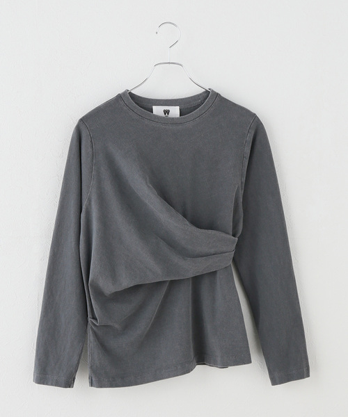IENA（イエナ）の「ywy/ワイワイ 別注 TUCK DRAPE TOPS EX カットソー TUCK DRP VNTG（Tシャツ/カットソー・レディース・アイボリー/チャコールグレー・FREE）」の19枚目の写真