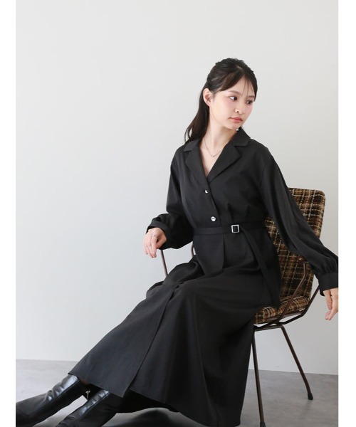 fifth（フィフス）の「【cho____07セレクト】2wayスリーブトレンチ風シャツワンピース（ワンピース・レディース・モカ/ブラック・M/XS）」の2枚目の写真