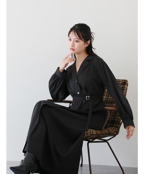fifth（フィフス）の「【cho____07セレクト】2wayスリーブトレンチ風シャツワンピース（ワンピース・レディース・モカ/ブラック・M/XS）」の14枚目の写真