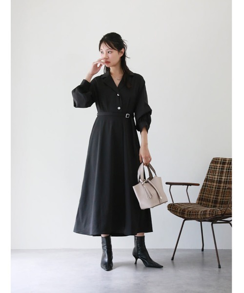 fifth（フィフス）の「【cho____07セレクト】2wayスリーブトレンチ風シャツワンピース（ワンピース・レディース・モカ/ブラック・M/XS）」の12枚目の写真