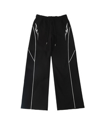 Piping Tribal Low-rise Wide Pants (Black)
