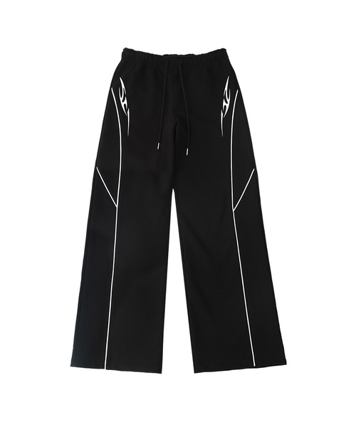 REPIVV(レピヴ)の「Piping Tribal Low-rise Wide Pants (Black)(スウェットパンツ・レディース・ブラック・FREE)」の1枚目の写真