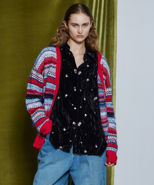 MAISON SPECIAL(メゾンスペシャル)の「【26WINTER PRE-ORDER】Jacquard Knit Cardigan/ジャガードニットカーディガン(カーディガン/ボレロ・レディース・ブラック/レッド/カーキ・FREE)」の3枚目の写真