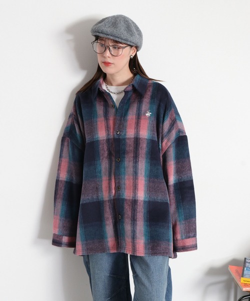 BEVERLY HILLS POLO CLUB(ビバリーヒルズポロクラブ)の「【BEVERLY HILLS POLO CLUB】シャギーチェックシャツジャケット(シャツ/ブラウス・レディース・ブラウン/グリーン/ピンク・M)」の6枚目の写真