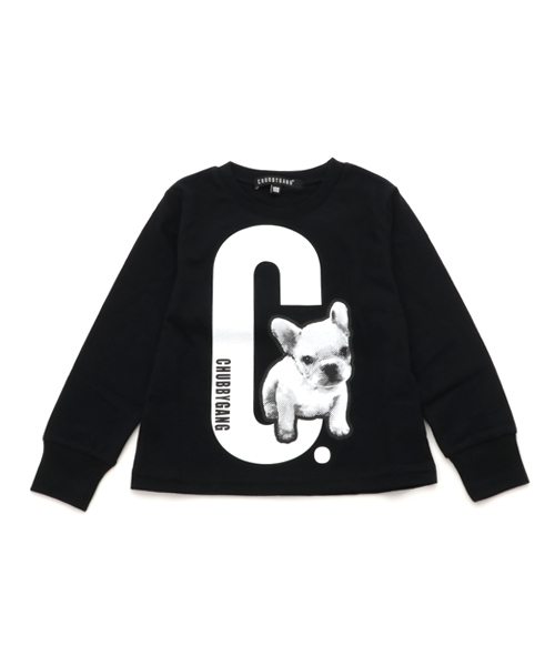 CHUBBYGANG（チャビーギャング）の「フレンチブルロゴロングTシャツ（Tシャツ/カットソー・キッズ・ホワイト/ブラック/ライトグレー・100/110/120/130/140/150/160）」の3枚目の写真