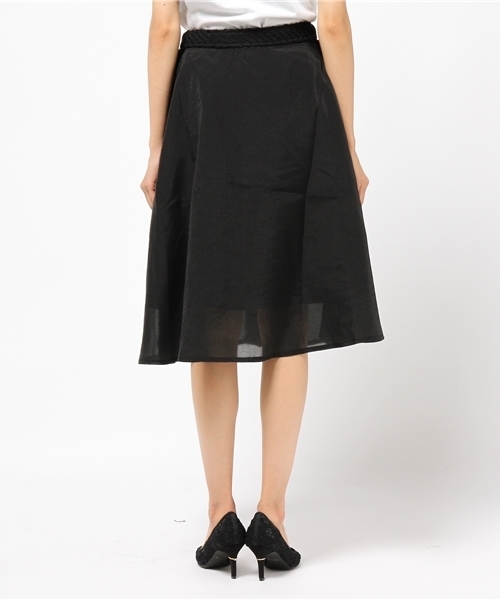 REAL CUBE（リアルキューブ）の「REAL CUBE ツイード×オーガンジーコンビフロントボタンミドル丈フレアスカート（スカート・レディース・ブラック/カーキ・FREE）」の14枚目の写真