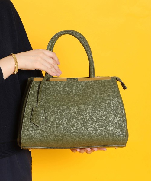 PLAIN CLOTHING（プレーンクロージング）の「ミドルハンドバッグ【PLAIN CLOTHING】（ハンドバッグ・レディース・カーキ/ブラック/バーガンディー/キャメル/モスグリーン・FREE）」の21枚目の写真