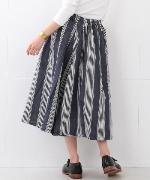 BEAMS BOY / ワーク ストライプ サーキュラー スカート ① BEAMS BOY（ビームスボーイ）の「BEAMS BOY / インディゴ