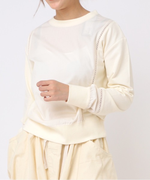 URCH RNA（アーチ アールエヌエー）の「M0259 フハクコンビレース使い長袖プルオーバー（Tシャツ/カットソー・レディース・キナリ/ネイビー/杢グレー・MEDIUM）」の2枚目の写真