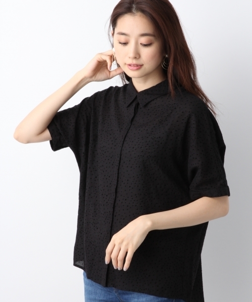 LEPSIM（レプシィム）の「ランダムドットシャツSS　764652（シャツ/ブラウス・レディース・オフホワイト/チャコールグレー/ブラック・FREE）」の2枚目の写真