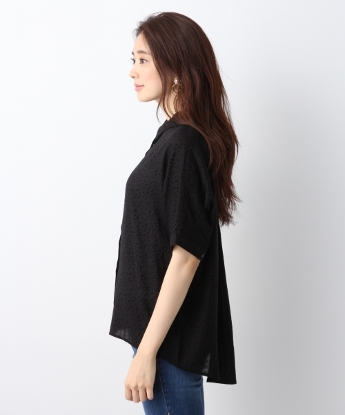 LEPSIM（レプシィム）の「ランダムドットシャツSS　764652（シャツ/ブラウス・レディース・オフホワイト/チャコールグレー/ブラック・FREE）」の7枚目の写真