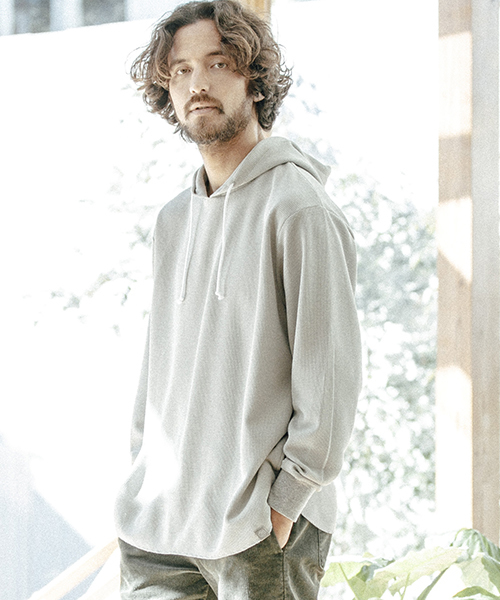 ANGENEHM(アンゲネーム)の「mpa1719-Waffle Pull Parka パーカー(パーカー・メンズ・ホワイト/ブラック/グレー/オリーブ・M/S/L)」の3枚目の写真