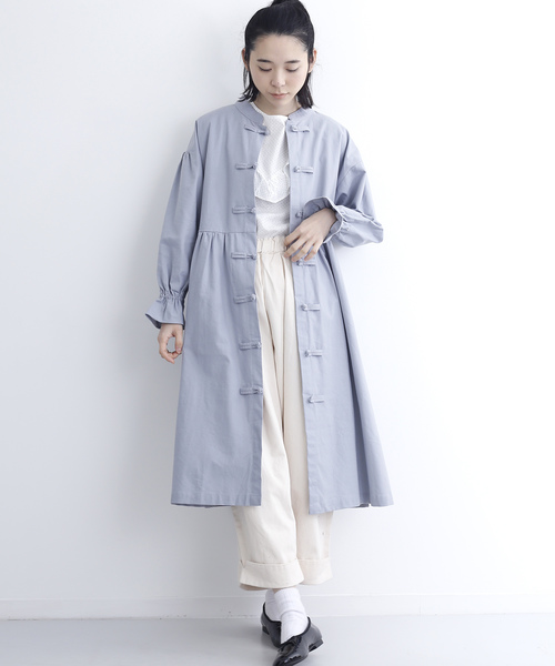 MERLOT（メルロー）の「袖フレアチャイナボタンワンピース7355（ワンピース・レディース・ブルーグレー/ブラック/ベージュ/ピンク・FREE）」の3枚目の写真