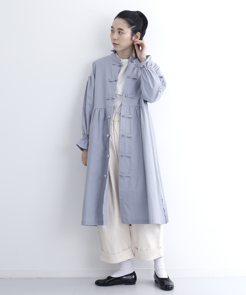 MERLOT（メルロー）の「袖フレアチャイナボタンワンピース7355（ワンピース・レディース・ブルーグレー/ブラック/ベージュ/ピンク・FREE）」の8枚目の写真