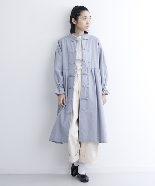 MERLOT（メルロー）の「袖フレアチャイナボタンワンピース7355（ワンピース・レディース・ブルーグレー/ブラック/ベージュ/ピンク・FREE）」の6枚目の写真