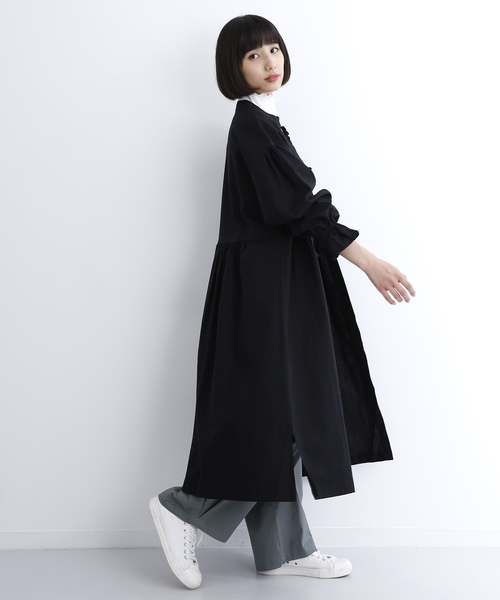 MERLOT（メルロー）の「袖フレアチャイナボタンワンピース7355（ワンピース・レディース・ブルーグレー/ブラック/ベージュ/ピンク・FREE）」の10枚目の写真