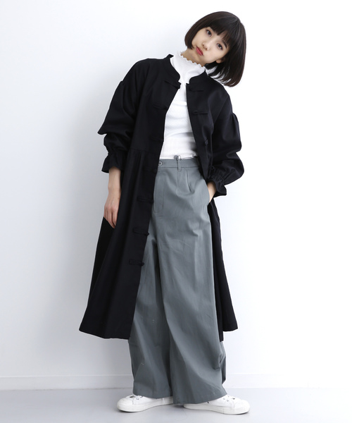 MERLOT（メルロー）の「袖フレアチャイナボタンワンピース7355（ワンピース・レディース・ブルーグレー/ブラック/ベージュ/ピンク・FREE）」の14枚目の写真