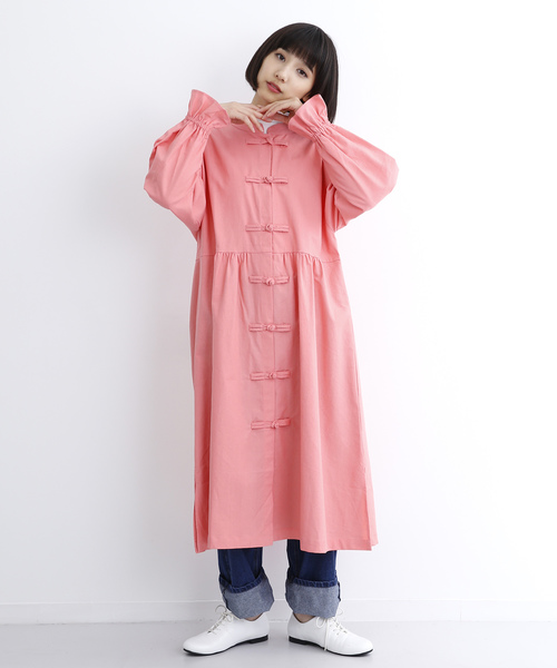 MERLOT（メルロー）の「袖フレアチャイナボタンワンピース7355（ワンピース・レディース・ブルーグレー/ブラック/ベージュ/ピンク・FREE）」の16枚目の写真