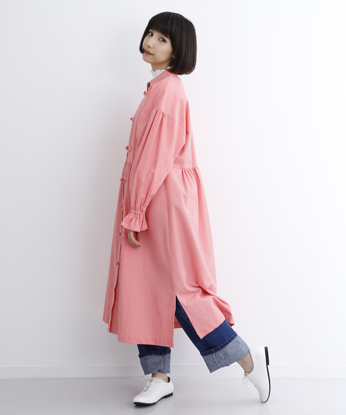 MERLOT（メルロー）の「袖フレアチャイナボタンワンピース7355（ワンピース・レディース・ブルーグレー/ブラック/ベージュ/ピンク・FREE）」の12枚目の写真