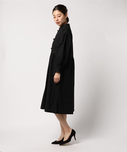 MERLOT（メルロー）の「袖フレアチャイナボタンワンピース7355（ワンピース・レディース・ブルーグレー/ブラック/ベージュ/ピンク・FREE）」の9枚目の写真