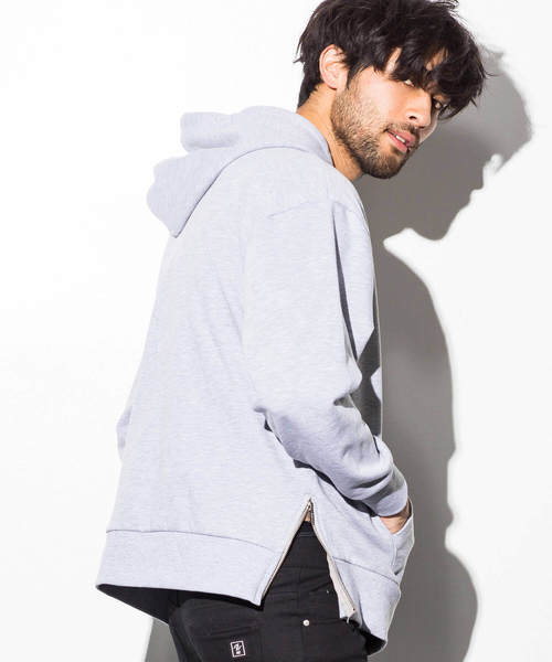 AZ by junhashimoto（エーゼイ バイ ジュンハシモト）の「AZ by junhashimoto(エーゼイ バイ ジュンハシモト)サイドZIPオーバーサイズフードパーカ（パーカー・メンズ・ブラック/ダークグリーン/オフホワイト/トップグレー・SMALL/MEDIUM/LARGE/X-LARGE）」の13枚目の写真