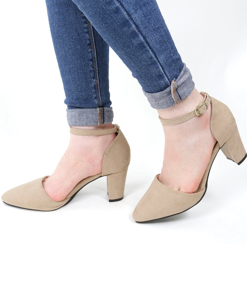 KOBE LETTUCE（コウベレタス）の「[ドット柄/花柄/無地]安定の7cm太ヒール！アンクルストラップ☆サイドカットパンプス/レディース/シューズ[I1510]神戸レタス（パンプス・レディース・ライトグレー/ベージュ/その他1/ブラック/ピンク/ドット/イエロー・L/LL/M/S）」の3枚目の写真