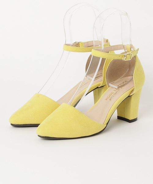 KOBE LETTUCE（コウベレタス）の「[ドット柄/花柄/無地]安定の7cm太ヒール！アンクルストラップ☆サイドカットパンプス/レディース/シューズ[I1510]神戸レタス（パンプス・レディース・ライトグレー/ベージュ/その他1/ブラック/ピンク/ドット/イエロー・L/LL/M/S）」の4枚目の写真