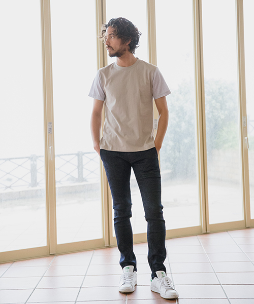 CAMBIO（カンビオ）の「mt5092-Shirt Fabric Sleeve Tee Tシャツ（Tシャツ/カットソー・メンズ・ホワイト×グレー/サックスブルー/チャコール/グレー/ホワイト×レッド/ネイビー・L/M）」の17枚目の写真