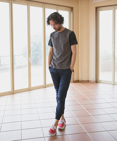 CAMBIO（カンビオ）の「mt5092-Shirt Fabric Sleeve Tee Tシャツ（Tシャツ/カットソー・メンズ・ホワイト×グレー/サックスブルー/チャコール/グレー/ホワイト×レッド/ネイビー・L/M）」の14枚目の写真