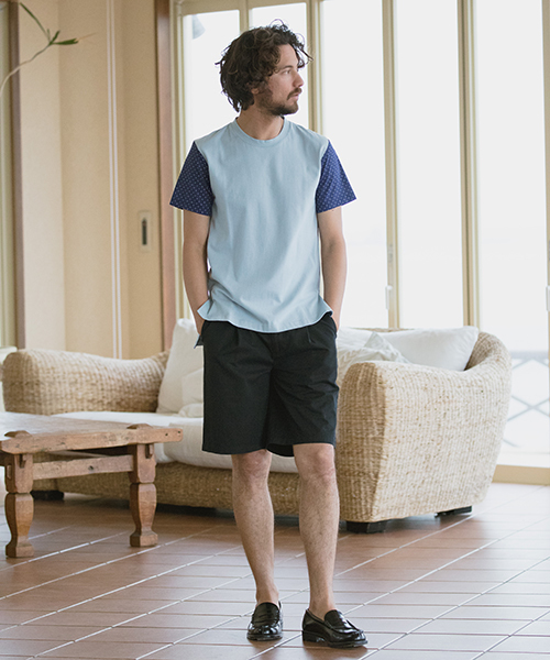 CAMBIO（カンビオ）の「mt5092-Shirt Fabric Sleeve Tee Tシャツ（Tシャツ/カットソー・メンズ・ホワイト×グレー/サックスブルー/チャコール/グレー/ホワイト×レッド/ネイビー・L/M）」の20枚目の写真