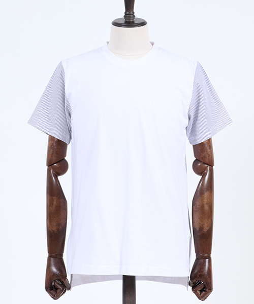 CAMBIO（カンビオ）の「mt5092-Shirt Fabric Sleeve Tee Tシャツ（Tシャツ/カットソー・メンズ・ホワイト×グレー/サックスブルー/チャコール/グレー/ホワイト×レッド/ネイビー・L/M）」の11枚目の写真