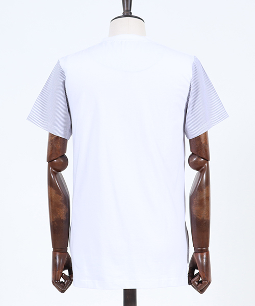 CAMBIO（カンビオ）の「mt5092-Shirt Fabric Sleeve Tee Tシャツ（Tシャツ/カットソー・メンズ・ホワイト×グレー/サックスブルー/チャコール/グレー/ホワイト×レッド/ネイビー・L/M）」の18枚目の写真