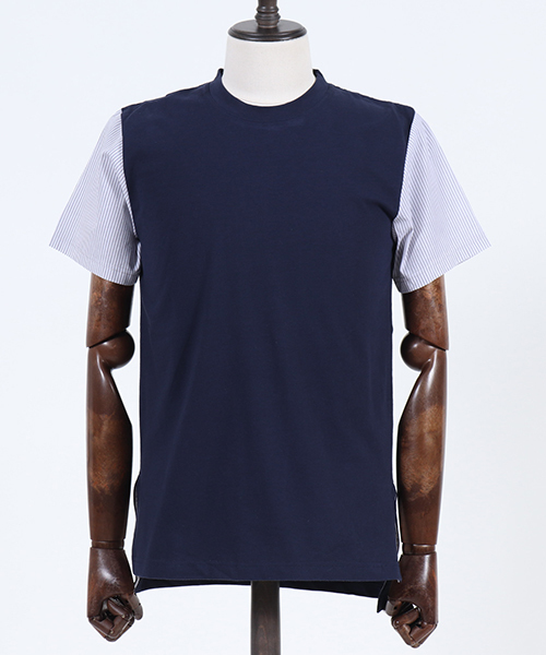 CAMBIO（カンビオ）の「mt5092-Shirt Fabric Sleeve Tee Tシャツ（Tシャツ/カットソー・メンズ・ホワイト×グレー/サックスブルー/チャコール/グレー/ホワイト×レッド/ネイビー・L/M）」の15枚目の写真