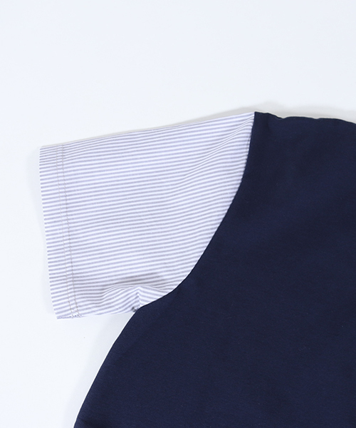 CAMBIO（カンビオ）の「mt5092-Shirt Fabric Sleeve Tee Tシャツ（Tシャツ/カットソー・メンズ・ホワイト×グレー/サックスブルー/チャコール/グレー/ホワイト×レッド/ネイビー・L/M）」の21枚目の写真