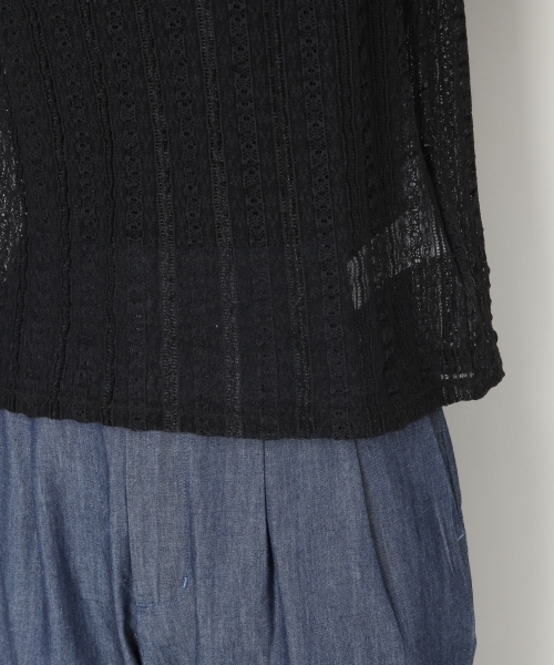 LOWRYS FARM（ローリーズファーム）の「ストライプレースフリル／ＮＳ　798572（シャツ/ブラウス・レディース・ブラック/オフホワイト/アイボリー・MEDIUM/LARGE）」の11枚目の写真