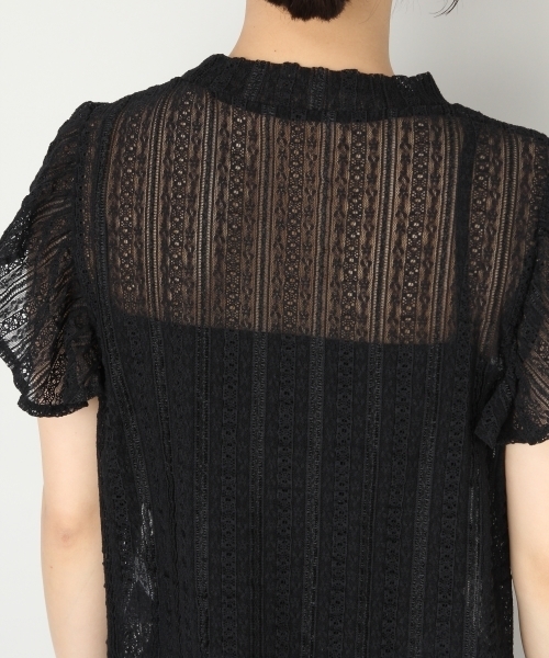 LOWRYS FARM（ローリーズファーム）の「ストライプレースフリル／ＮＳ　798572（シャツ/ブラウス・レディース・ブラック/オフホワイト/アイボリー・MEDIUM/LARGE）」の12枚目の写真