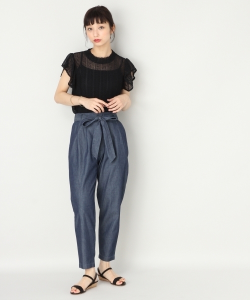 LOWRYS FARM（ローリーズファーム）の「ストライプレースフリル／ＮＳ　798572（シャツ/ブラウス・レディース・ブラック/オフホワイト/アイボリー・MEDIUM/LARGE）」の13枚目の写真