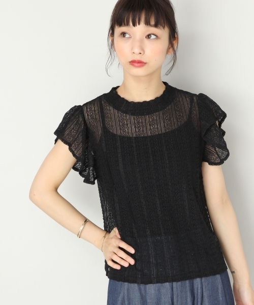 LOWRYS FARM（ローリーズファーム）の「ストライプレースフリル／ＮＳ　798572（シャツ/ブラウス・レディース・ブラック/オフホワイト/アイボリー・MEDIUM/LARGE）」の15枚目の写真