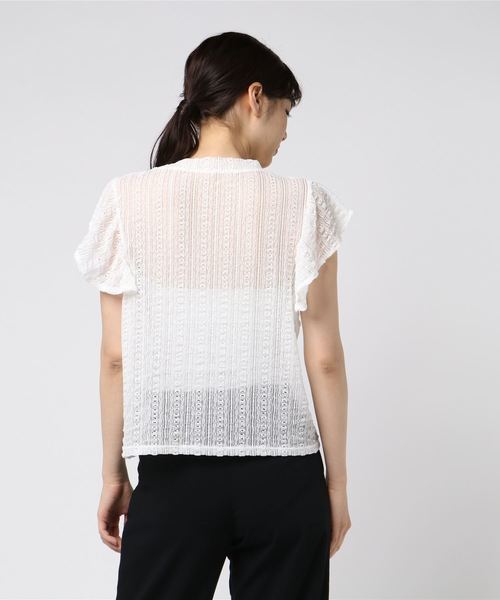 LOWRYS FARM（ローリーズファーム）の「ストライプレースフリル／ＮＳ　798572（シャツ/ブラウス・レディース・ブラック/オフホワイト/アイボリー・MEDIUM/LARGE）」の5枚目の写真