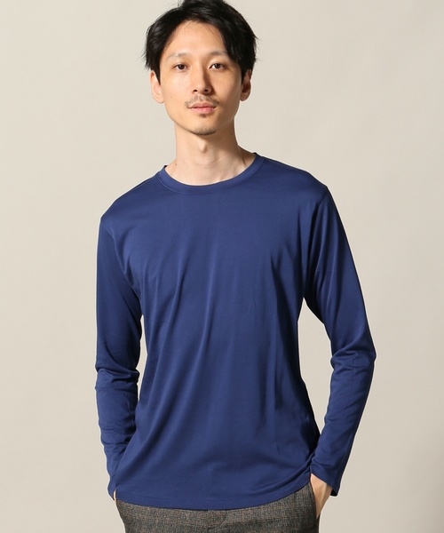 EDIFICE(エディフィス)の「イスラエルピマ クルーネック ロングスリーブ(Tシャツ/カットソー・メンズ・ブラック/コバルトブルー/グレー/ホワイト・LARGE/SMALL/MEDIUM)」の1枚目の写真